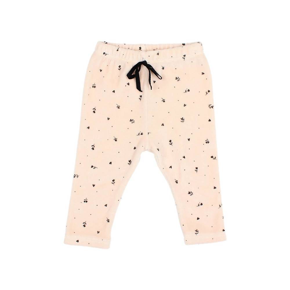 NEW BÚHO kids' velvet cuore leggings in cream pink